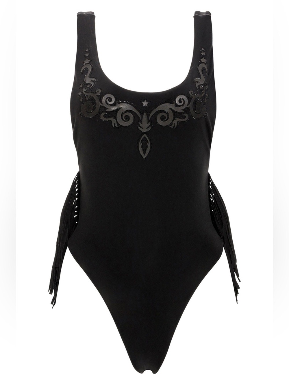 Agua Bendita Tribeca Nopal Fringe Low Back One-Piece Swimsuit